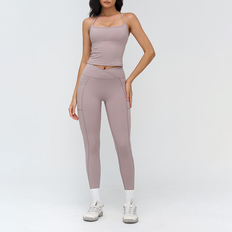 Racerback tank top + high-waisted leggings 2-piece set