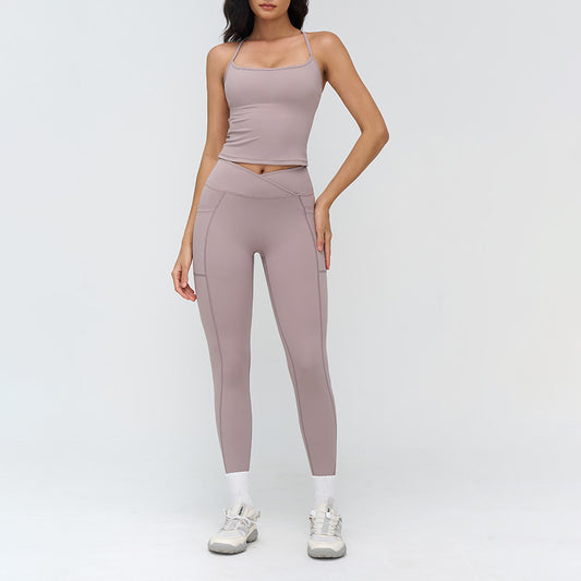 Racerback tank top + high-waisted leggings 2-piece set