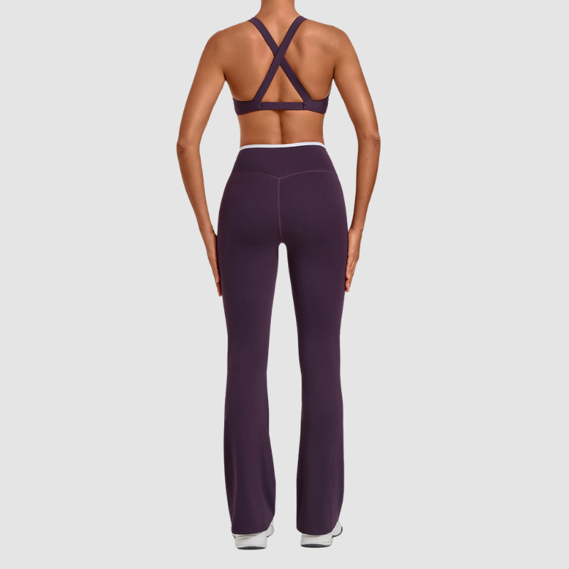 Wholesale Colorblock Yoga Set Sports Bra & Flare Pants – Naked Feel Activewear
