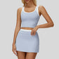 Two-piece contrasting sports tank top + A-line skirt