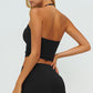 Halter-neck open-back sports tank top