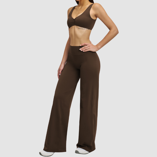 Wholesale Backless sports bra+High-waisted flared pants | Wonderxfans bulk activewear