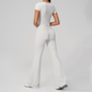 Wholesale Seam-Detail Cropped T-Shirt & Flare Leggings Set – Brushed Yoga 2-Piece