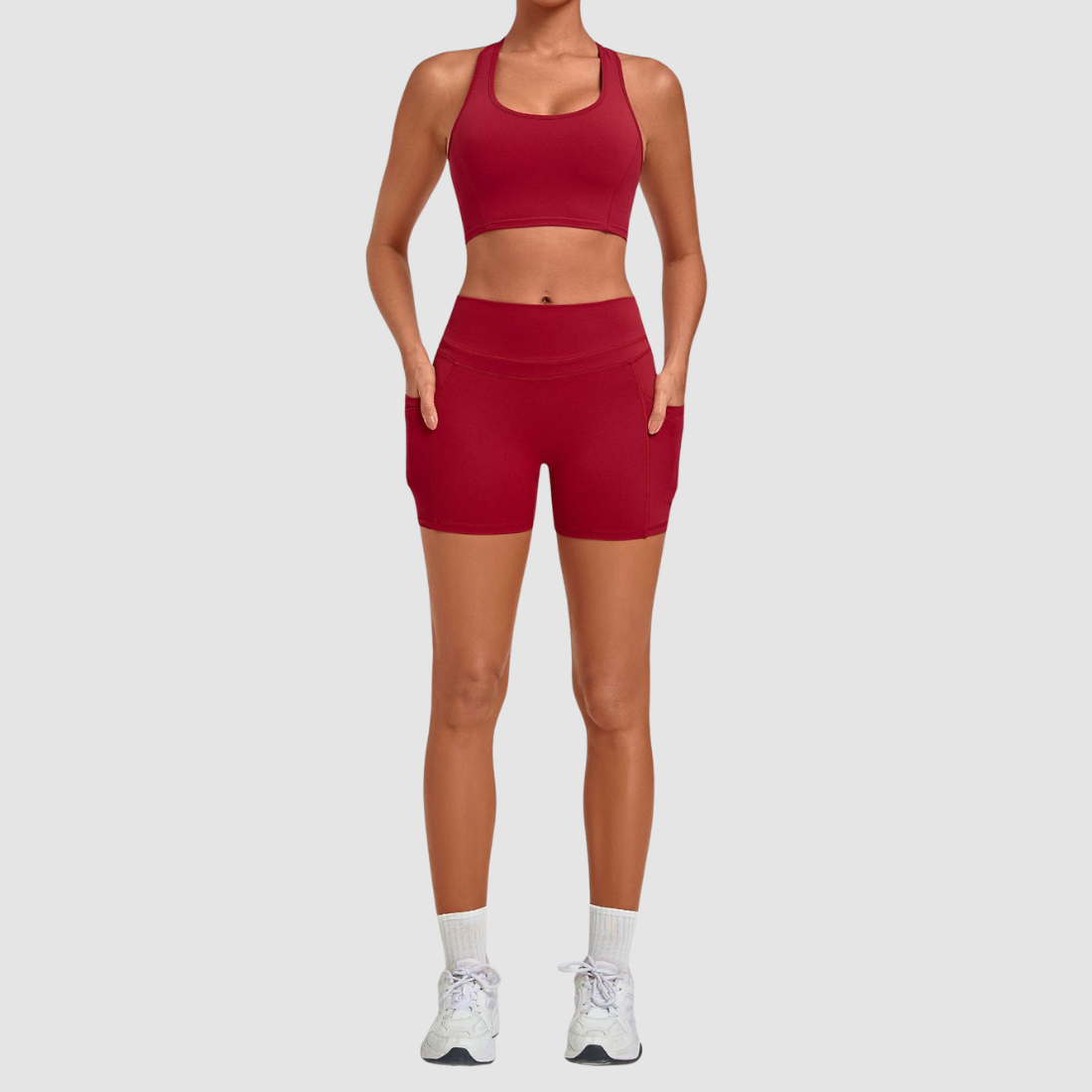 Wholesale Women’s Racerback Sports Bra & High-Waist Biker Shorts Yoga Set