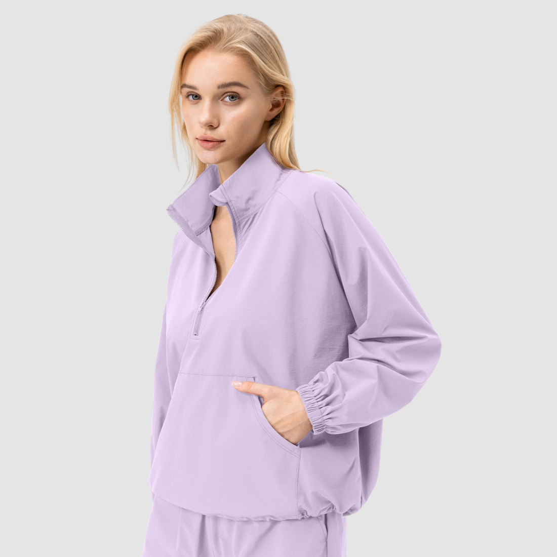 Wholesale Women's Loose Stand-Collar Half-Zip Sports Pullover