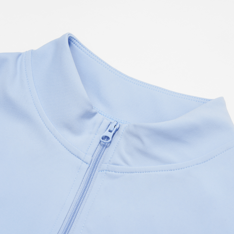 Slim-fit stand-up collar short-sleeved top