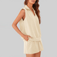 Wholesale Sleeveless V-Neck Tank & Shorts Set – Casual Athleisure 2-Piece with Pockets