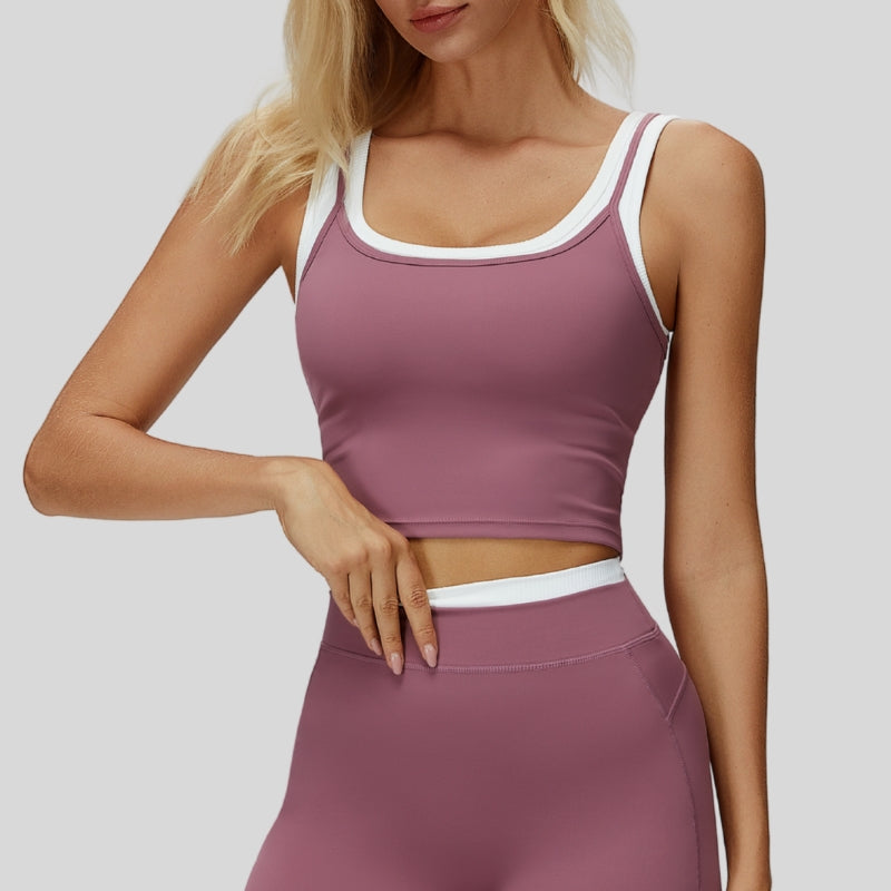 Two-piece contrasting sports tank top