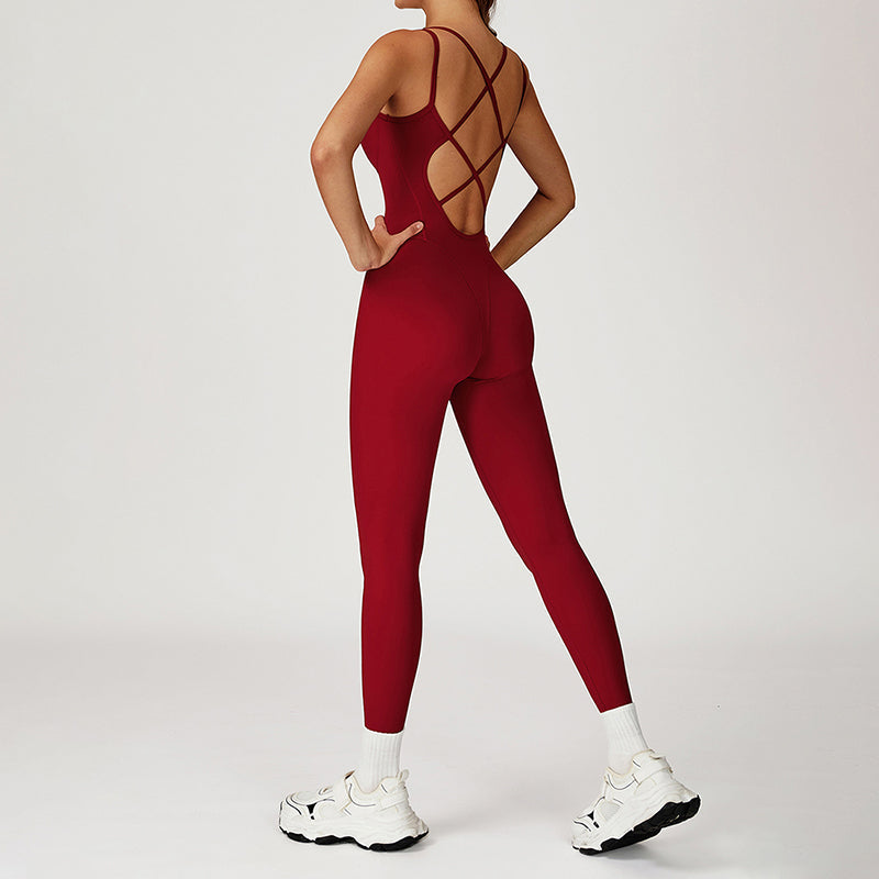 Cross-back ONE-PIECE HIP LIFTING SPORTS AND FITNESS SET