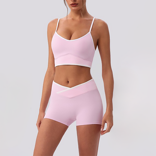Wholesale Women's Spaghetti Strap Sports Bra & Shorts Set – Naked-Feel Yoga 2-Piece Gym Set