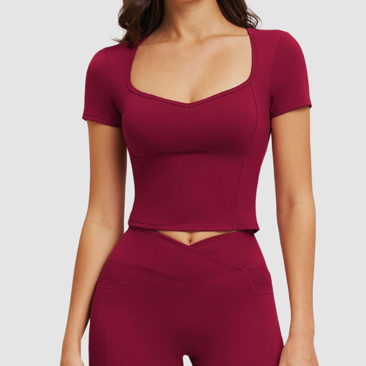 Wholesale high-waisted short-sleeved T-shirt | Wonderxfans bulk activewear