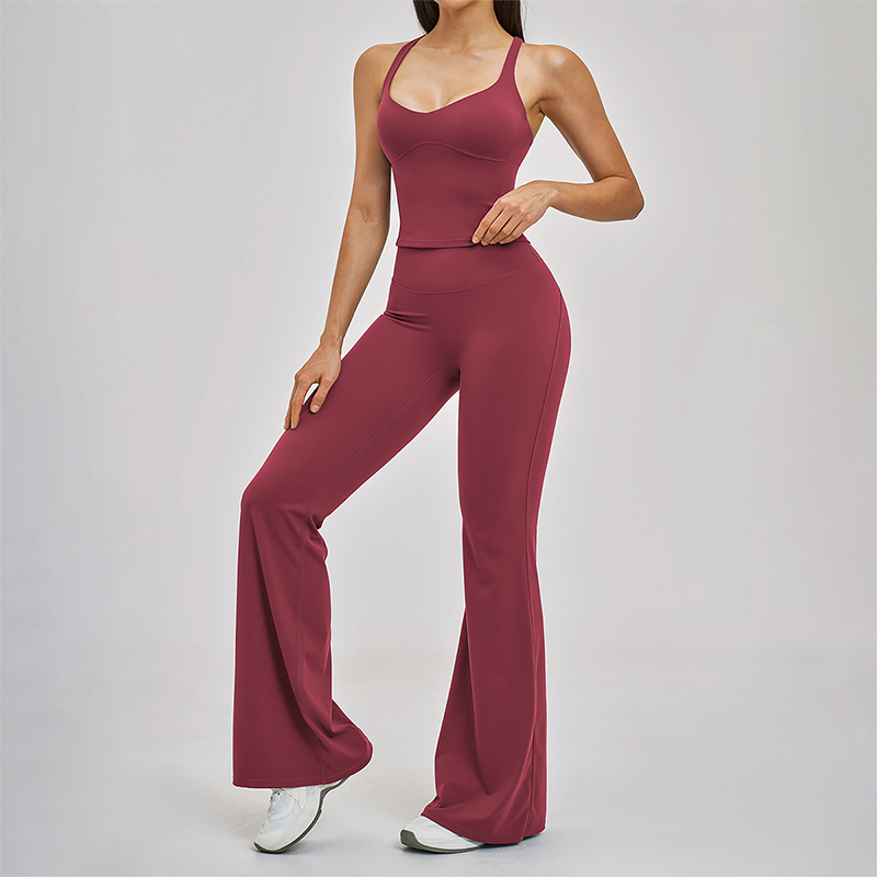 Wholesale Cross Back Tank Top+High Waist pant 2-piece Set