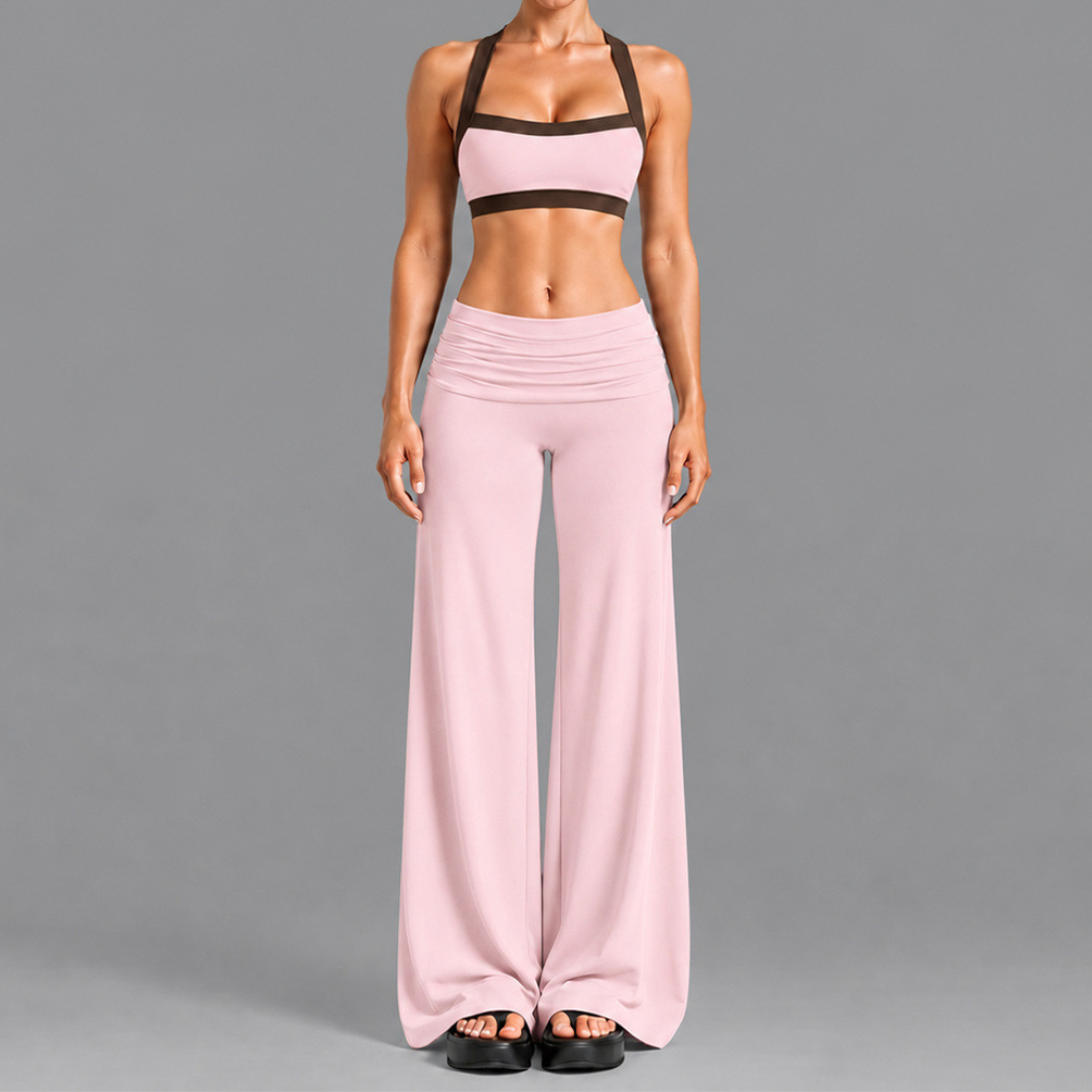Women's Activewear Padded Sports Bra & High-Waist Long Pants Yoga Set