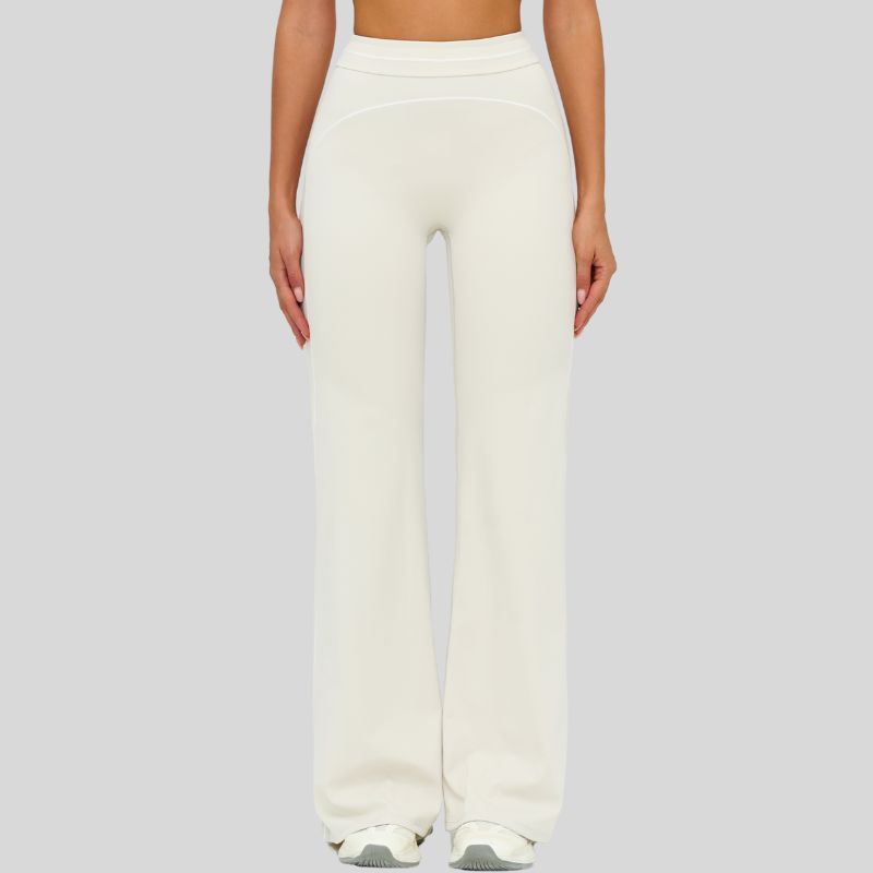 High-waisted contrasting loose wide-leg pants