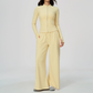 Wholesale Women's Stand-Collar Zip Jacket & Wide-Leg Pants Yoga Set