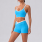 Wholesale Women's Color Block Cross-Back Sports Bra & High-waist Short (Pre-sale)