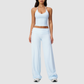 Wholesale Breathable Tank Top& Fold-up High Waist Flare Leggings Set