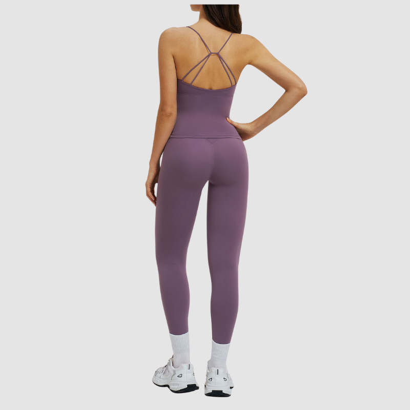 Wholesale thin-strap sports tank top + leggings 2-piece set