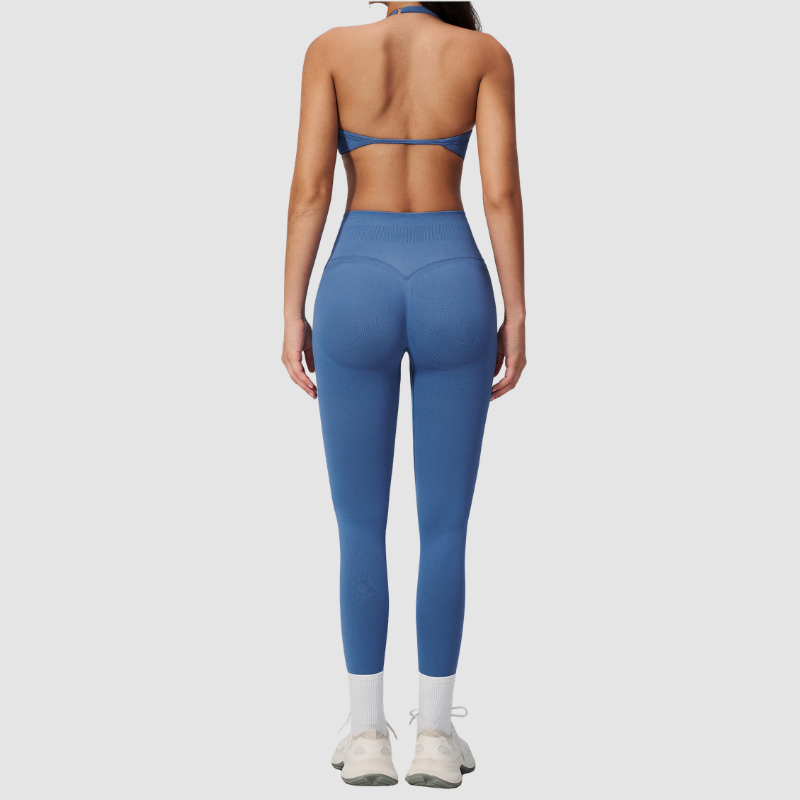 Wholesale Women's Seamless Sports Bra and Leggings Set – Open-Back Yoga Set