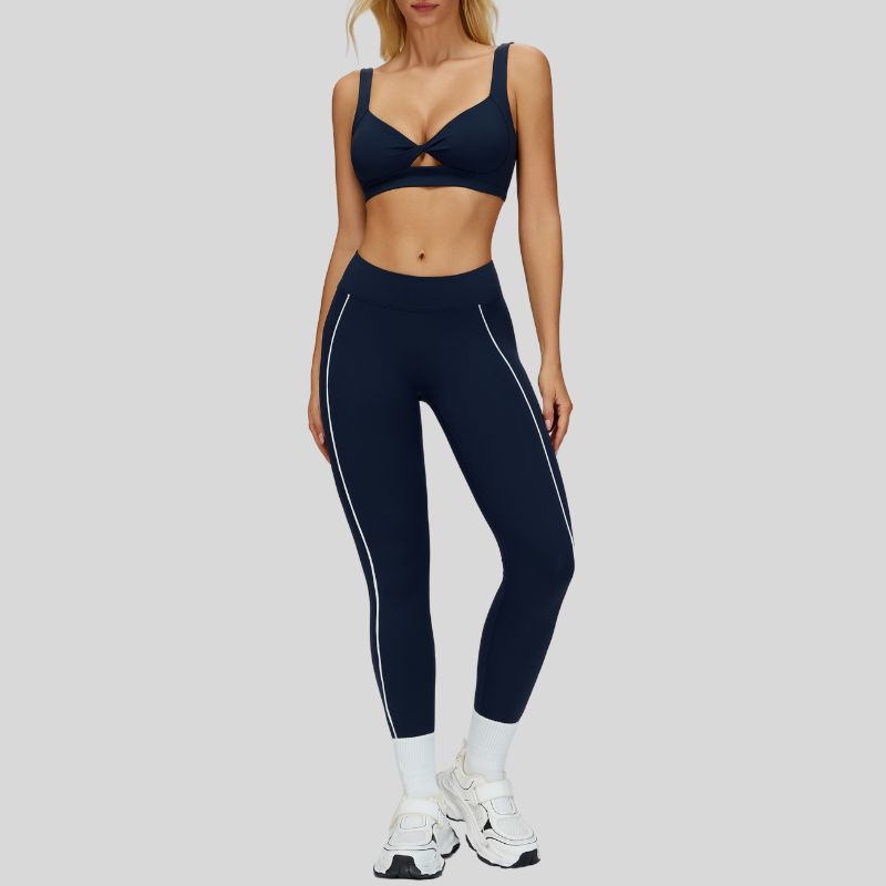 Beautiful Backless Sports Bra+High-waisted contrasting color leggings 2-piece set