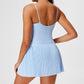 contour backless pleated skort slim-fit A-line dress