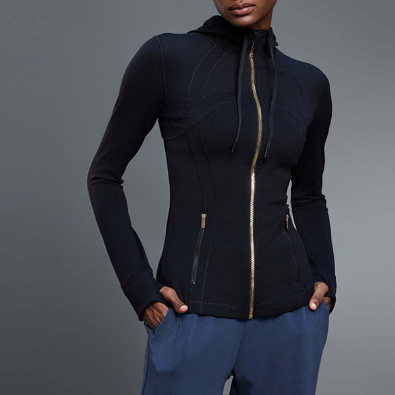 Women's yoga hooded cardigan long sleeve sports jacket