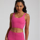 High-waisted nude leggings+U-shaped neckline sports bra 2-piece set