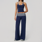 Wholesale Women's Polka Dot & Stripe Yoga Set Tank Top & Wide-Leg Pants w/ Chest Pad