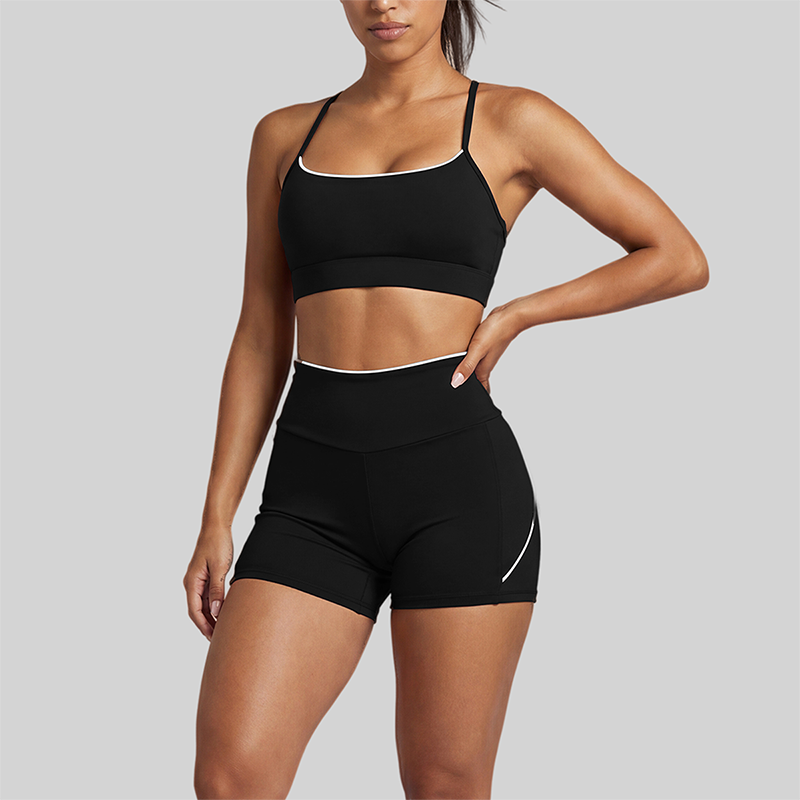 Wholesale Women Color-Block Y-Shape Back Bare-Feel Tank Top & Shorts Set (Pre-sale)