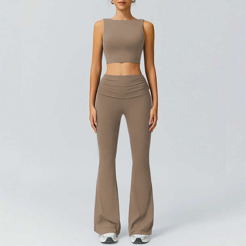 Wholesale Women's activewear Set with Square Neck Open Back tank top