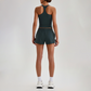 Wholesale Naked-Feel Racerback Sports Bra & High-Waist Biker Shorts Set – Sculpting Yoga 2-Piece