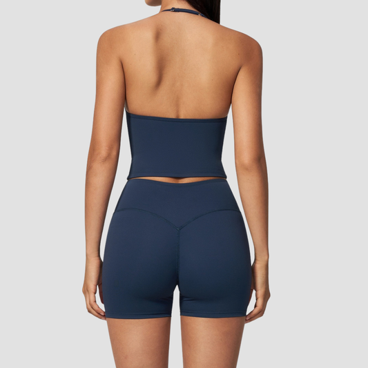 Wholesale Women's Deep-V Sleeveless Vest and High-waist Shorts Yoga Set