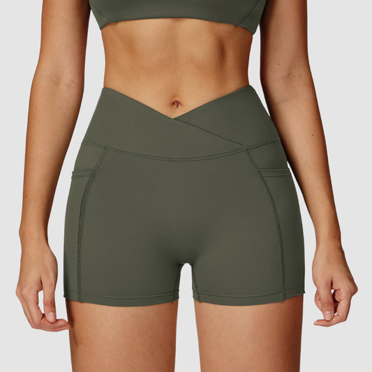 Wholesale women's solid color high-waisted shorts | Wonderxfans bulk activewear