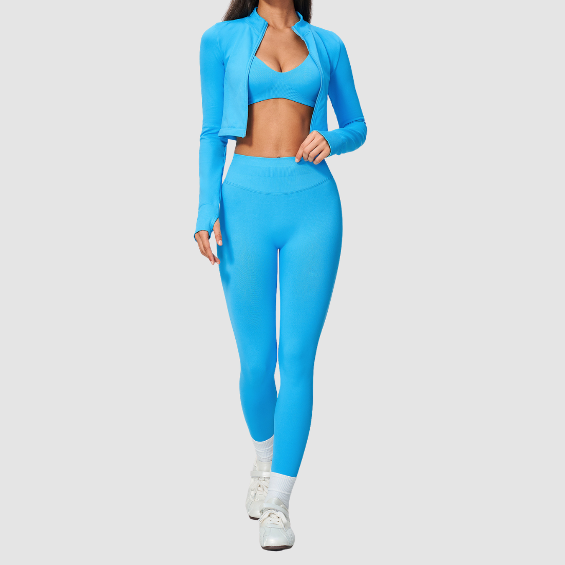 Wholesale Women's Bra, Leggings & Cardigan Yoga 3-Piece Set