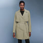 Belted mid-length trench coat for women