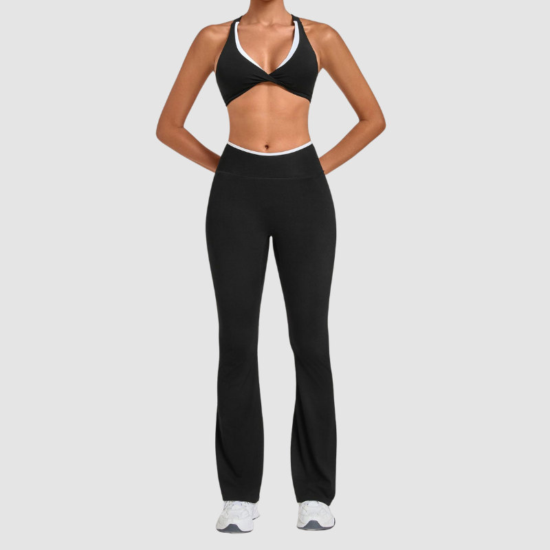 Wholesale Colorblock Yoga Set Sports Bra & Flare Pants – Naked Feel Activewear