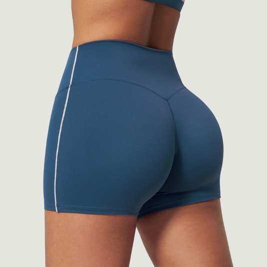 Wholesale Women's Seam-Detail Colorblock High-Waist Booty Shorts – Butt-Lifting Yoga Gym Activewear