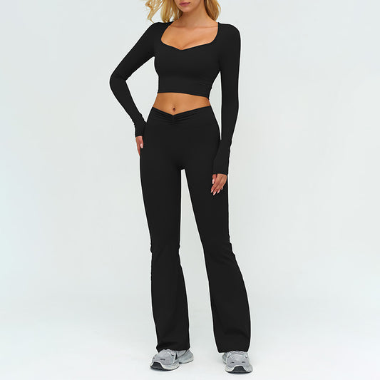 Wholesale Slim-fitting long-sleeved top + High-waisted | Wonderxfans bulk activewear