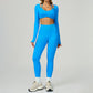 Seamless halter long sleeve top + High-waisted leggings 2-Piece Set