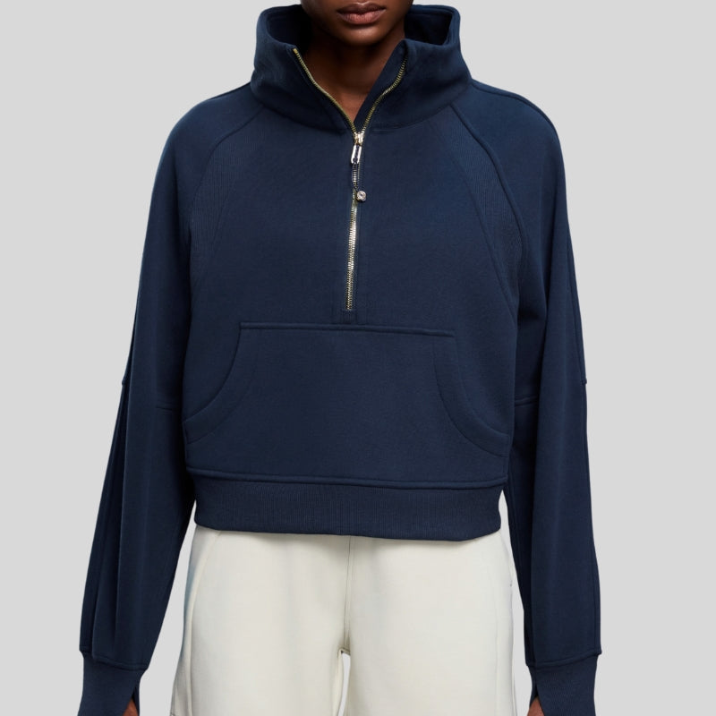 Half-Zip Stand Collar Fleece Sweatshirt