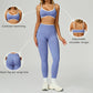 Seamless Contrasting Color Sports Bra + High-waisted leggings 2-Piece Set