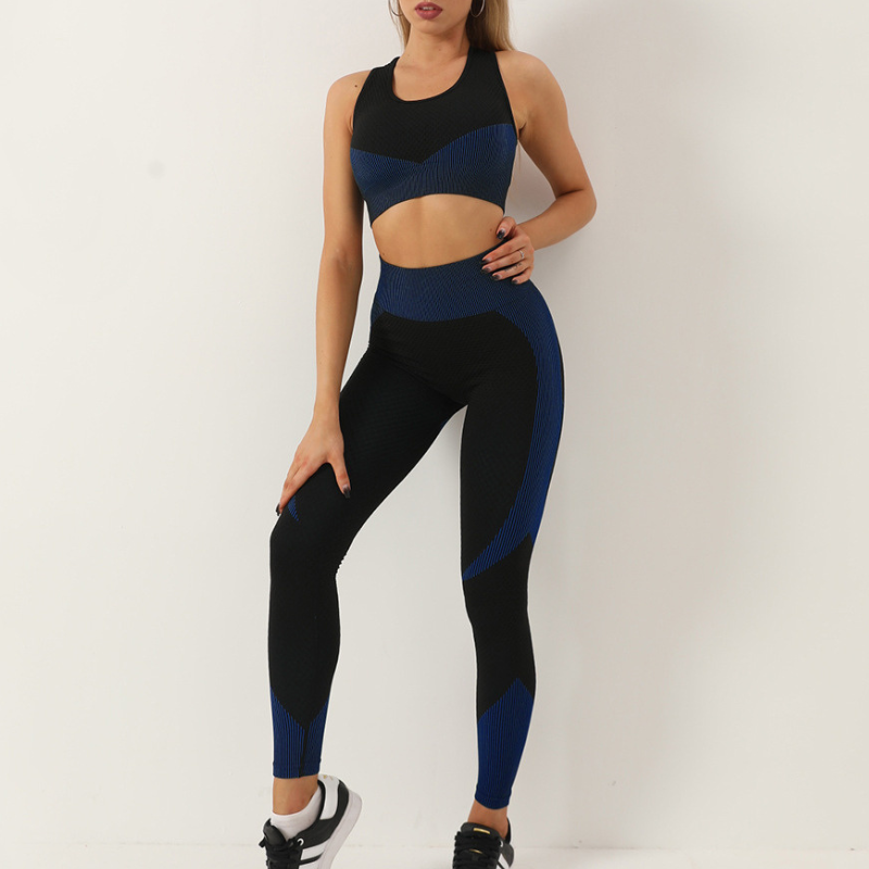 Yoga pants + seamless zip sports bra two-piece set