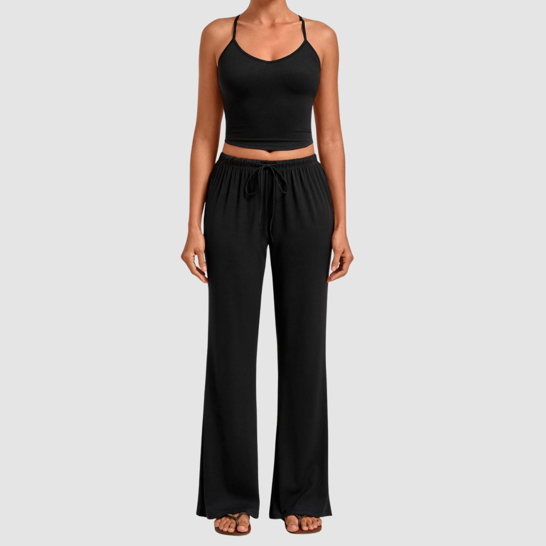 Wholesale Women’s Backless Cami & Straight-Leg Pants Yoga Set
