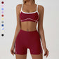 Wholesale color-blocked sports bra + high-elasticity shorts