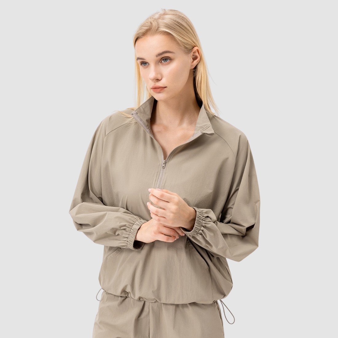 Wholesale Women's Loose Stand-Collar Half-Zip Sports Pullover