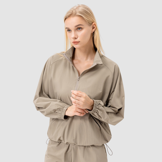Wholesale Women's Loose Stand-Collar Half-Zip Sports Pullover