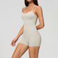 Wholesale Women's Cross-Back Yoga Bodysuit – Brushed Slim Fit Athletic Shorts Jumpsuit w/ Chest Pad