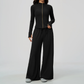 Wholesale Women's Stand-Collar Zip Jacket & Wide-Leg Pants Yoga Set