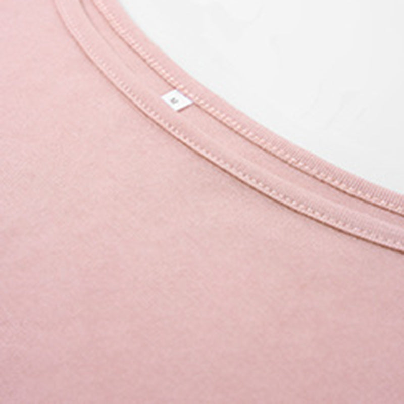 Boat neck slim waist bottoming shirt