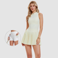 Wholesale Women's Half-Zip Mock Neck Sleeveless Tennis Dress with Inner Shorts – Anti-Exposure Sports Dress
